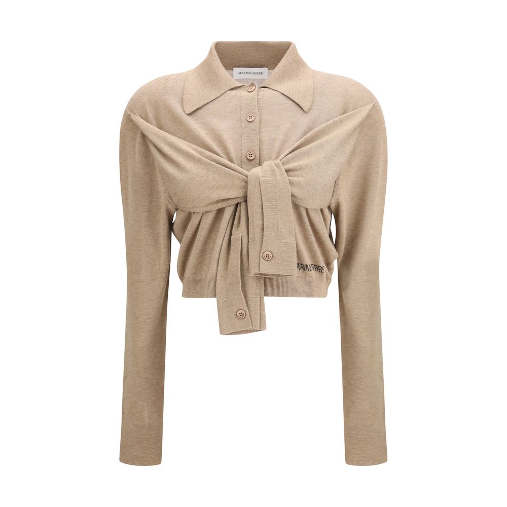 Marine Serre Beige Viscose Cardigan