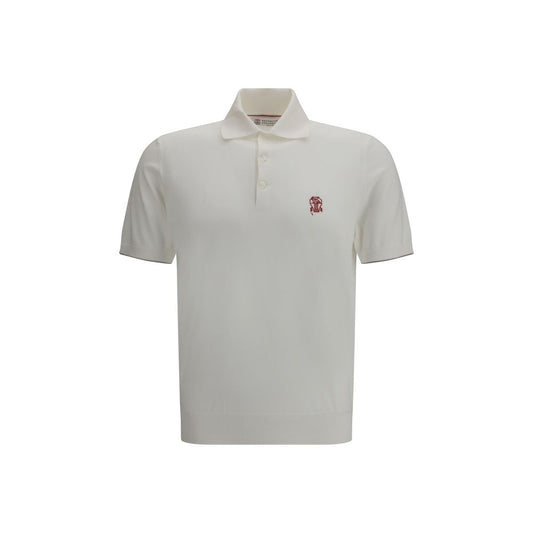 Brunello Cucinelli White Cotton Polo Shirt