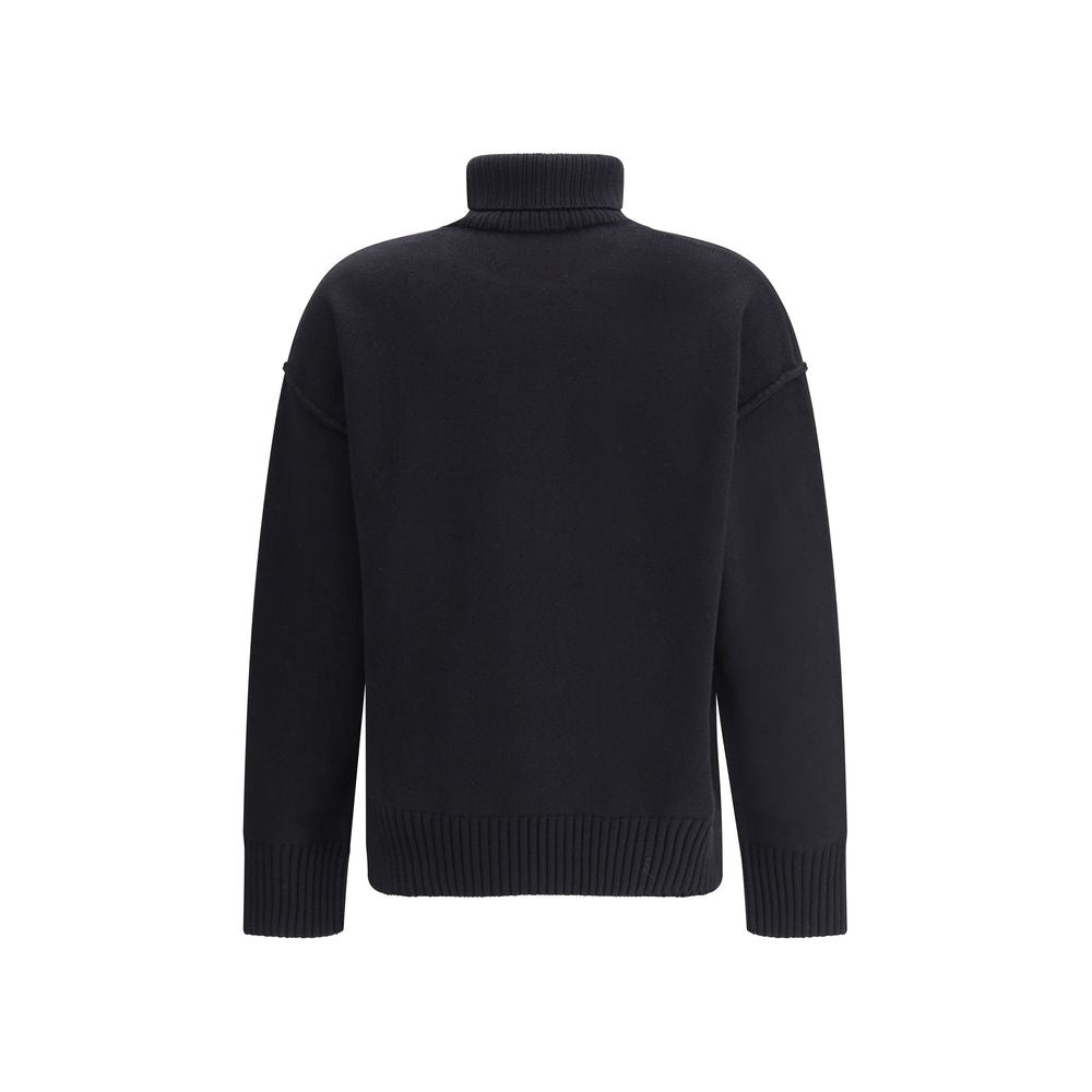 Ami Paris Black Fleece Wool Turtleneck