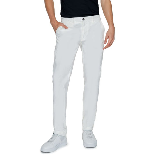 Borghese White Cotton Chino Pants