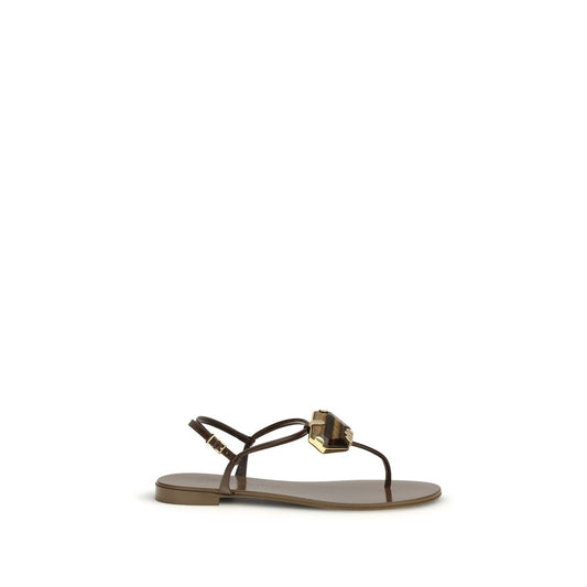 Giuseppe Zanotti Brown Stainless Steel Flat Sandals