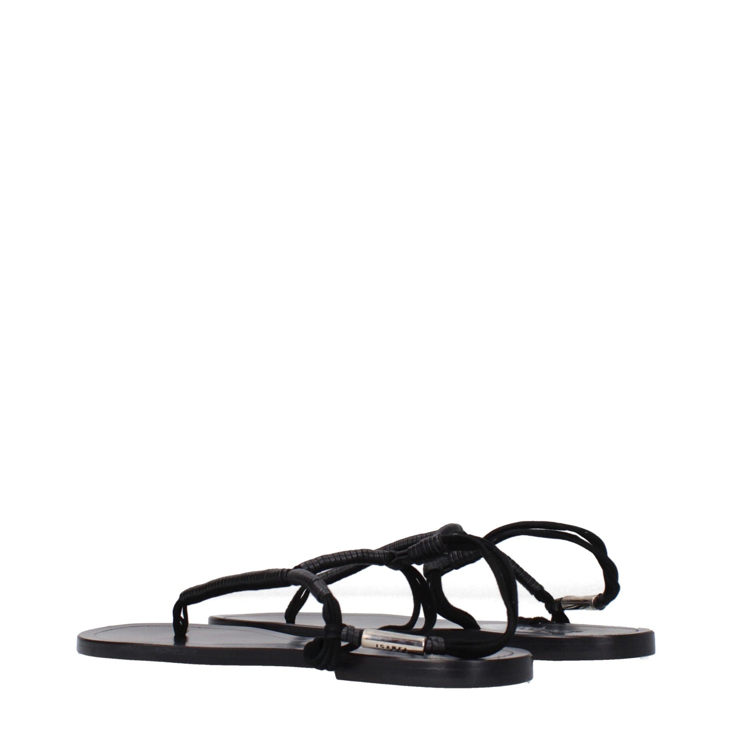 Isabel Marant Black Leather Flip-Flop Sandals