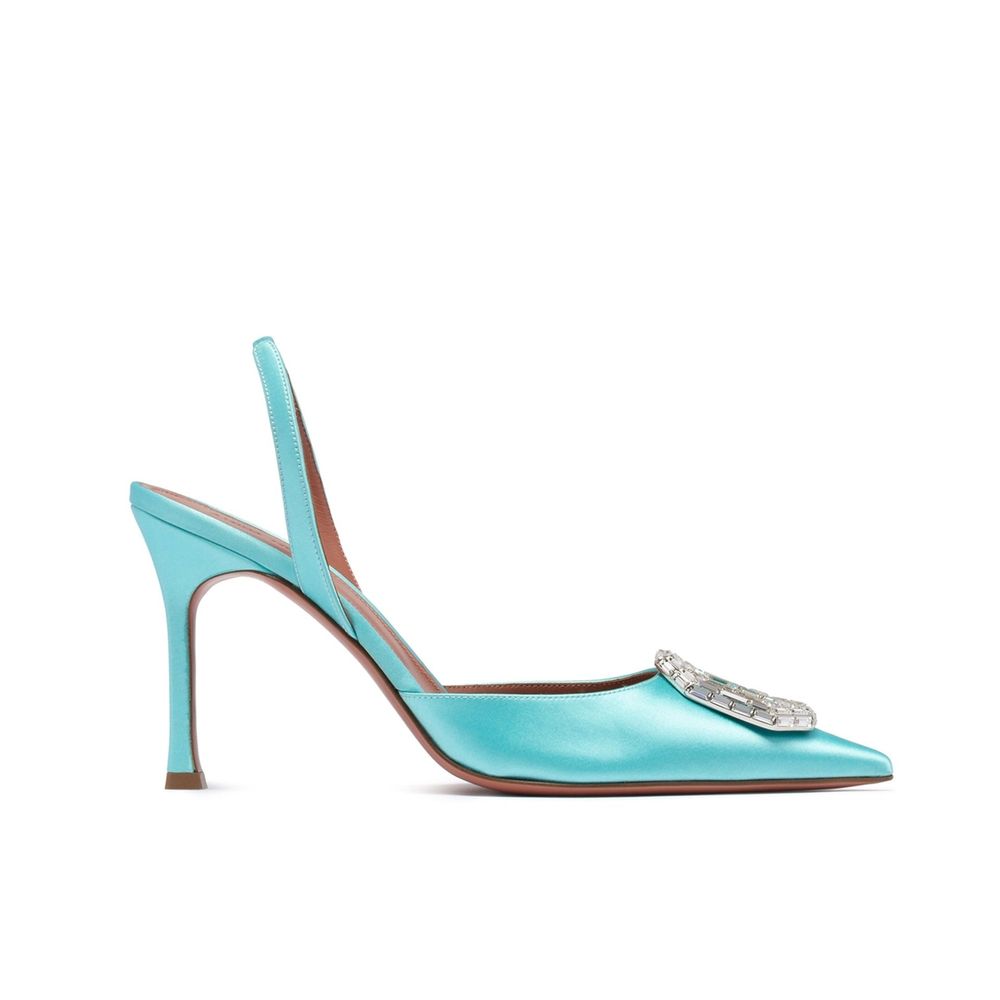 Amina Muaddi Bicolor Silk High Heel Pumps