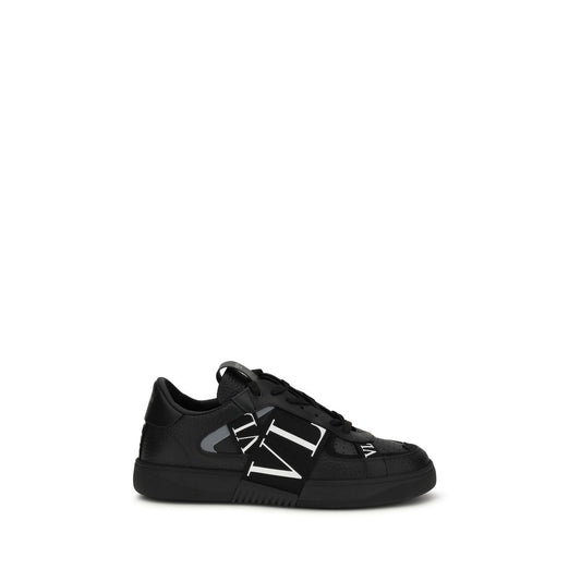 Valentino Garavani Black Calf Leather Bos Taurus Low Top Sneakers