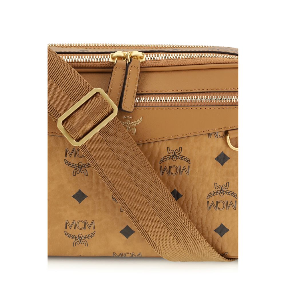MCM Beige Fabric Shoulder Bag