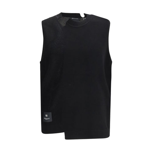 Y-3 Black Cotton Sleeveles Sweater