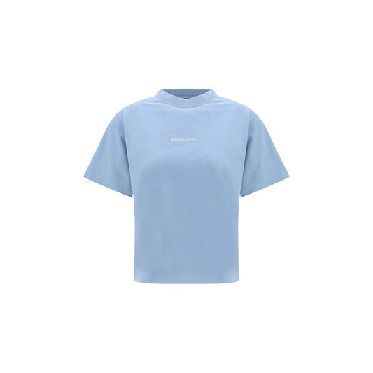 Balenciaga Blue Cotton T-Shirt