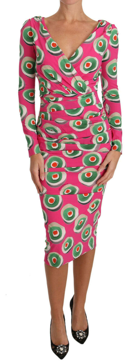 Dolce &amp; Gabbana Elegant Pink Silk Sheath Bodycon -mekko