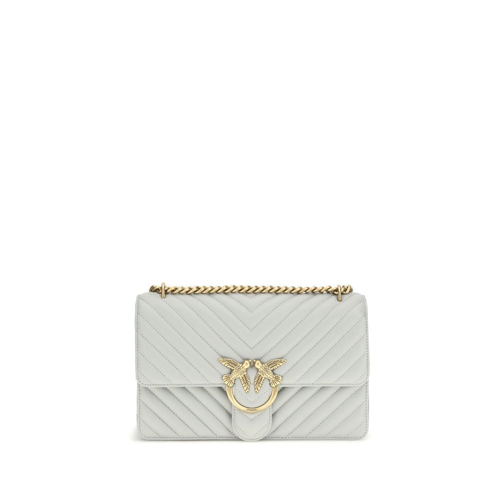 PINKO Gray Calf Leather Bos Taurus Shoulder Bag