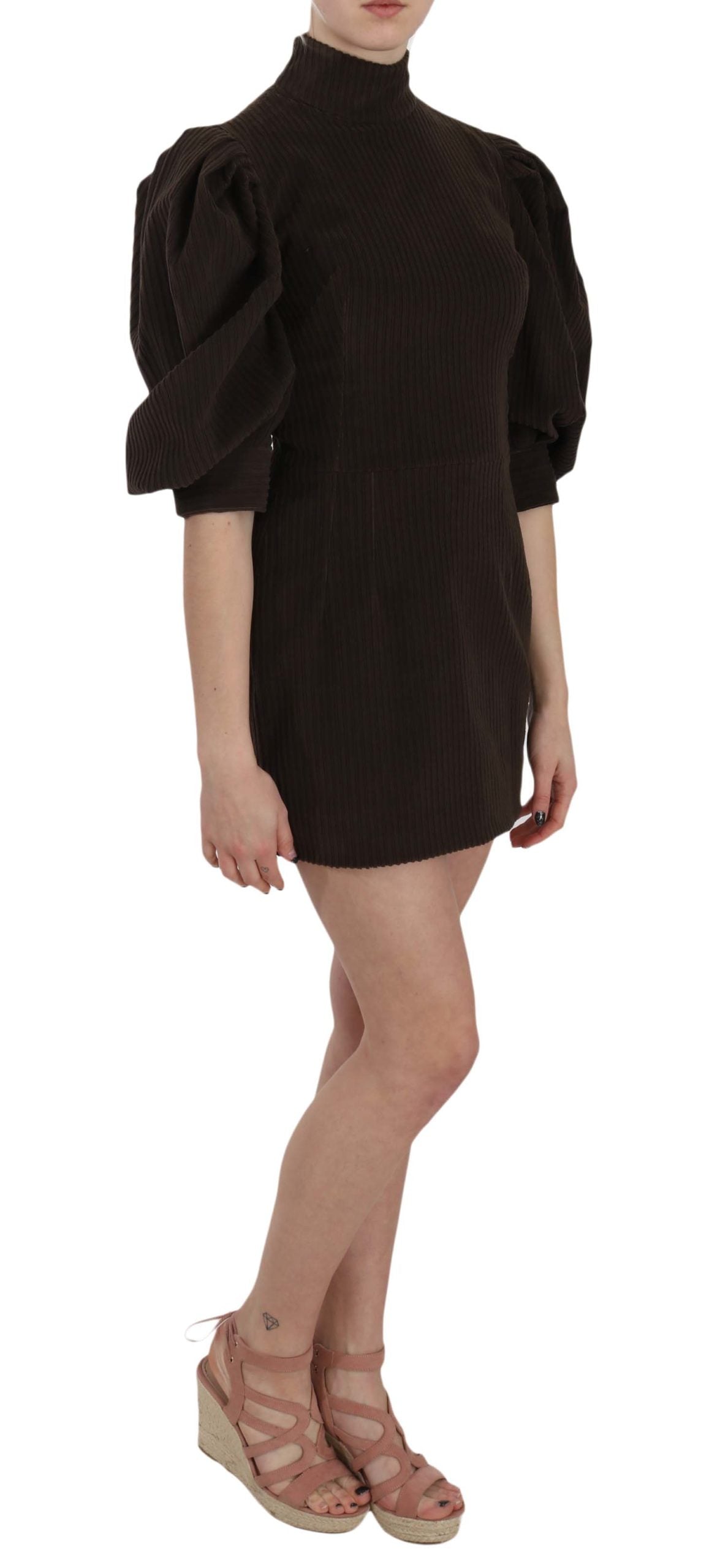 Dolce &amp; Gabbana Chic Brown Corduroy Bodycon Mini Dress