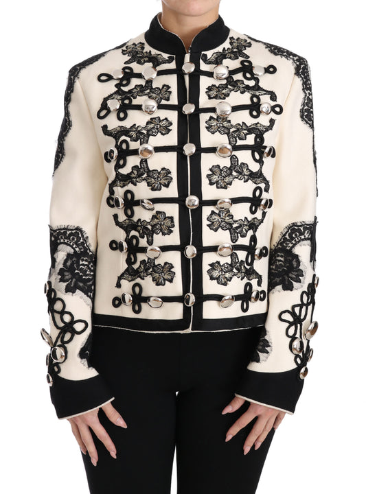 Dolce & Gabbana Elegante Off-White Barock Jacke