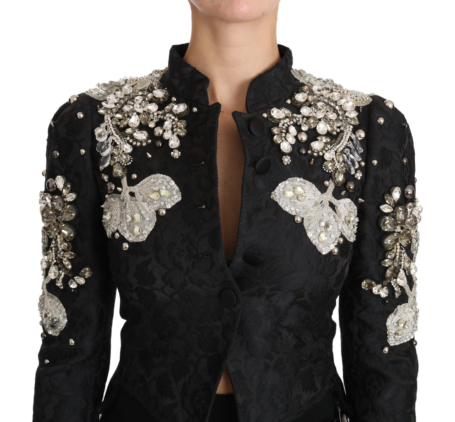 Dolce &amp; Gabbana Elegant Black Silver Baroque Jacket