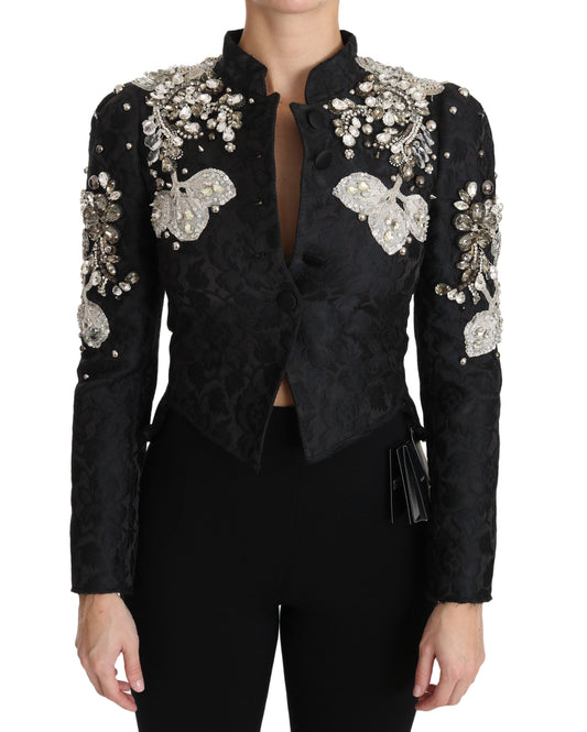 Dolce &amp; Gabbana Elegant Black Silver Baroque Jacket