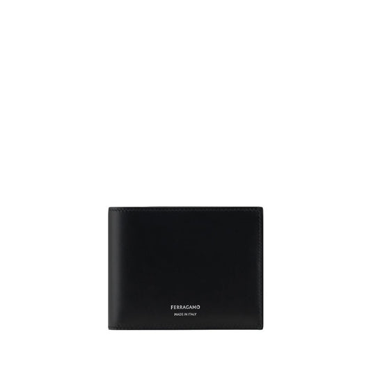 Ferragamo Black Calf Leather Bos Taurus Wallet