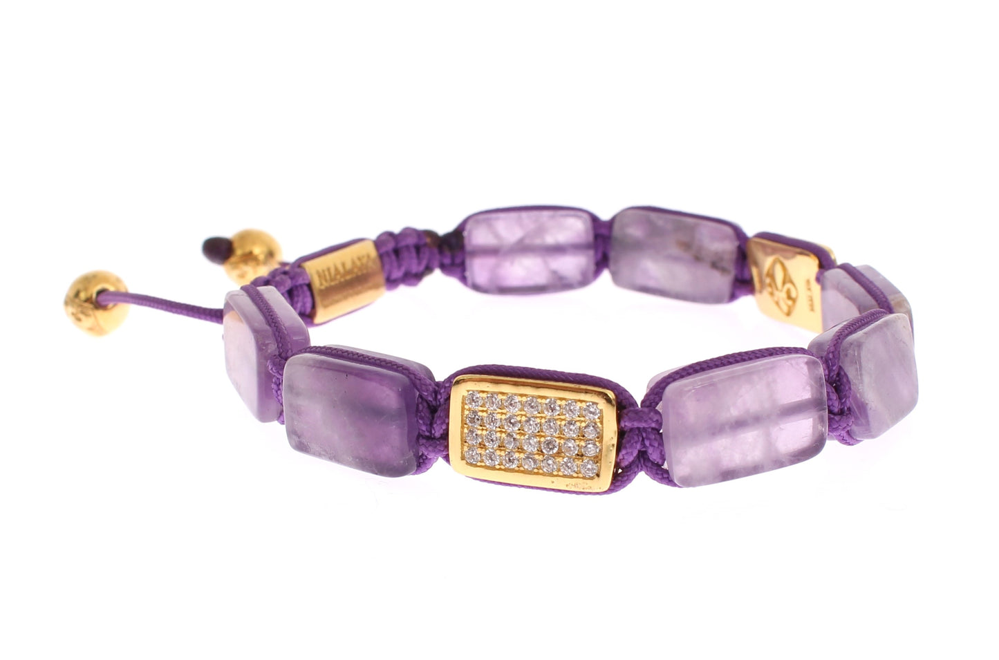 Nialaya Dazzling Diamond Gold Plated Amethyst Bracelet