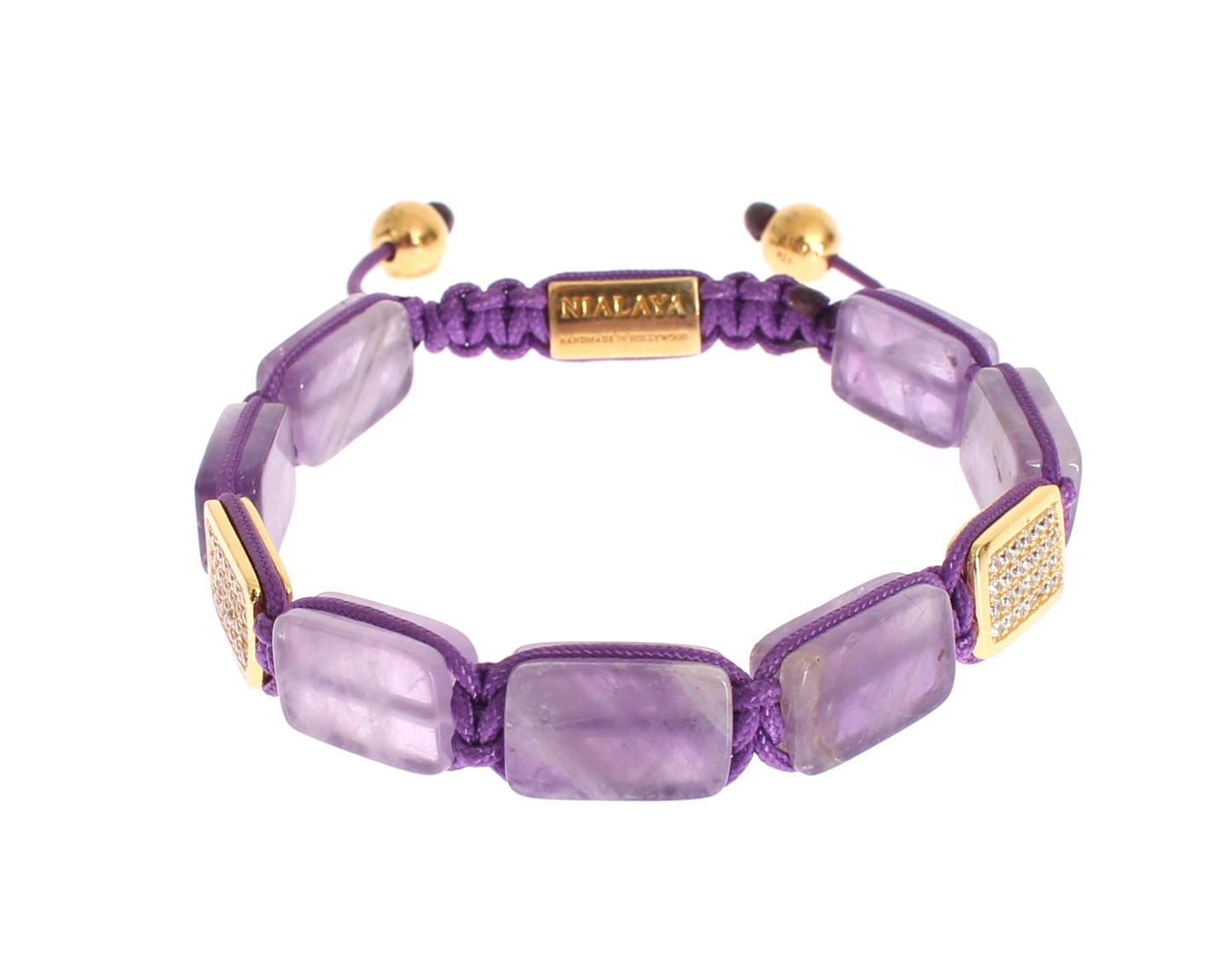 Nialaya Dazzling Diamond Gold Plated Amethyst Bracelet