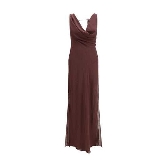 The Andamane Brown Silk Long Dress