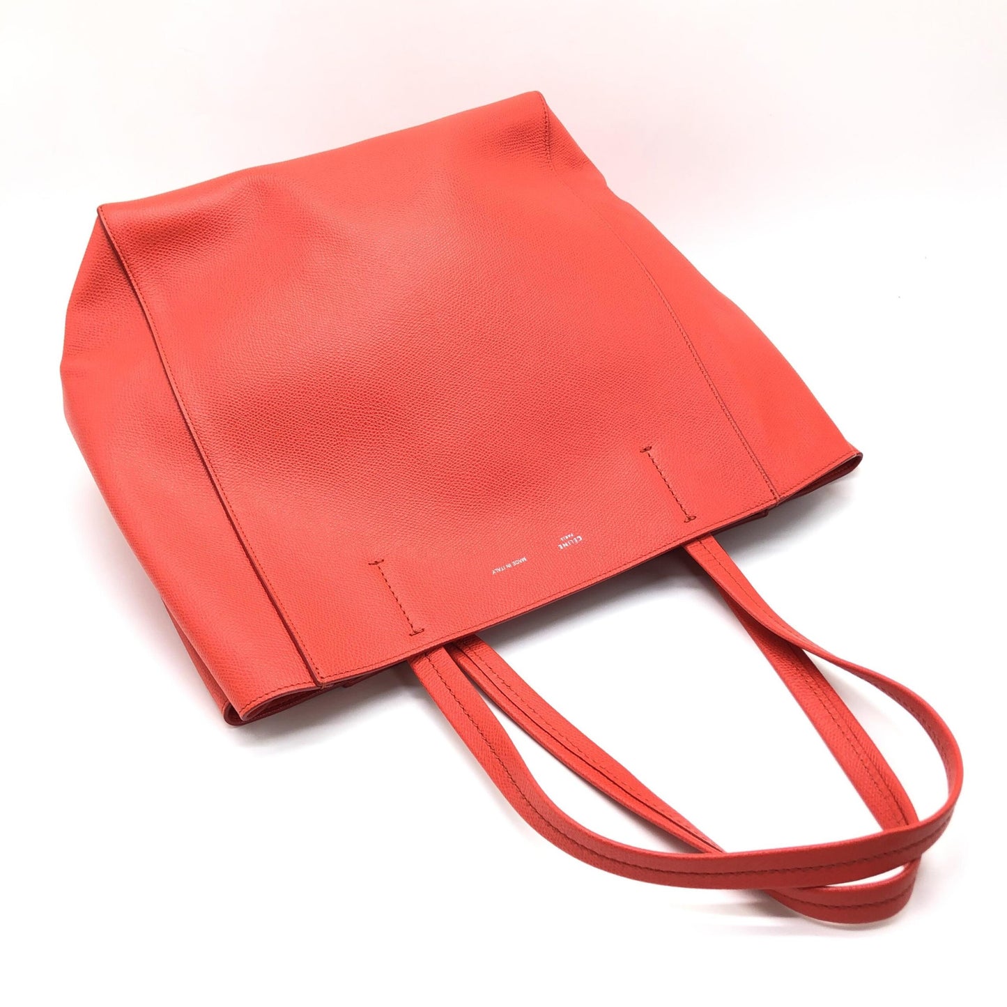 Celine Cabas Phantom Red Pebbled Leather Tote Bag