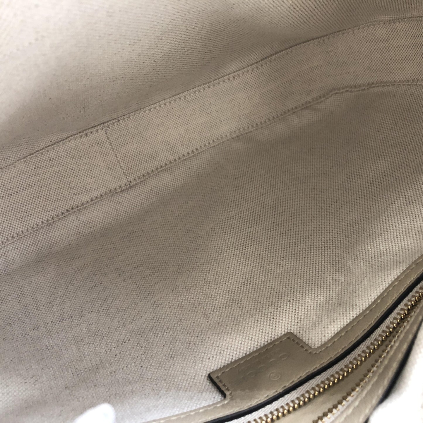 Gucci Aria Calfskin Web Large Attache Shoulder Bag Beige