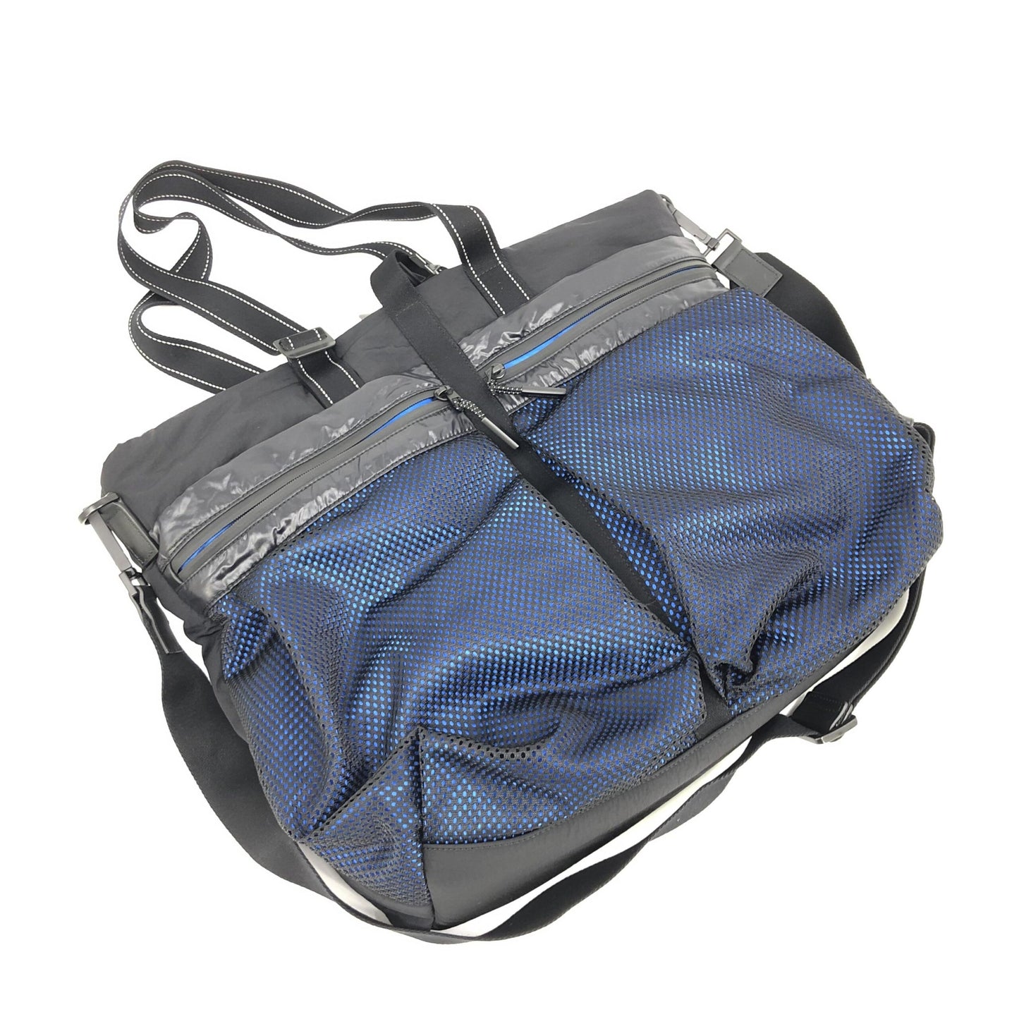 Bottega Veneta Black And Blue Nylon Convertible Tote