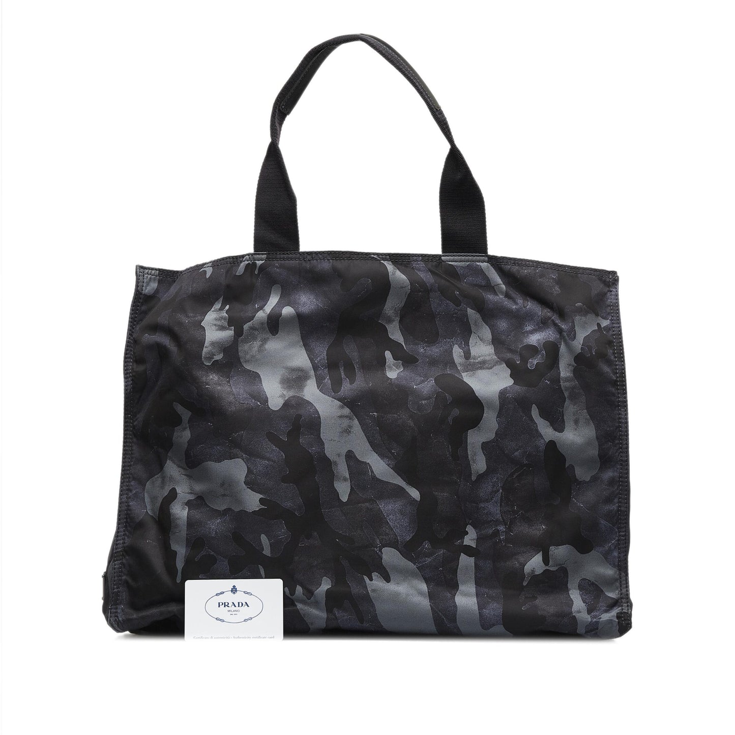 Prada Black Camouflage Tessuto Nylon Tote Bag