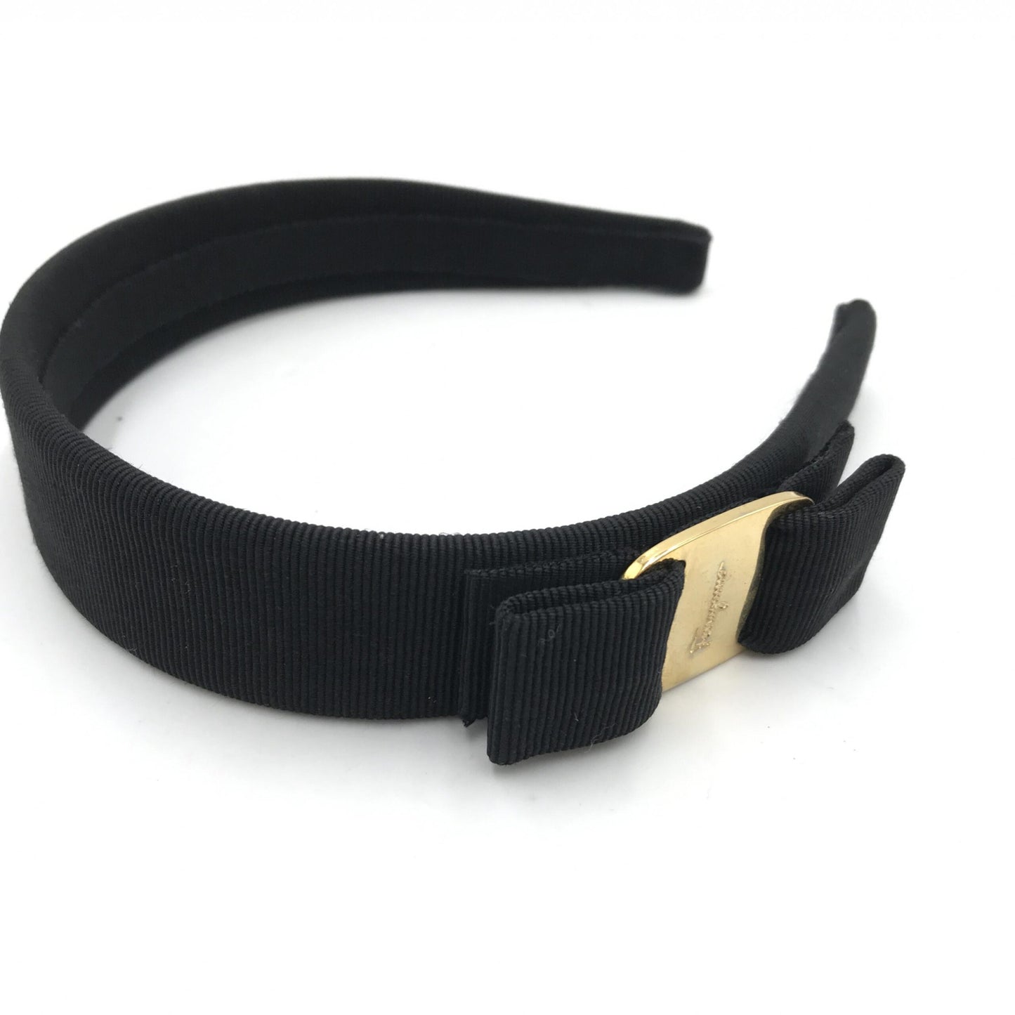 Salvatore Ferragamo Black Grosgrain Headband With Gold Hardware