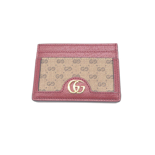 Gucci GG Supreme Card Case In Burgundy