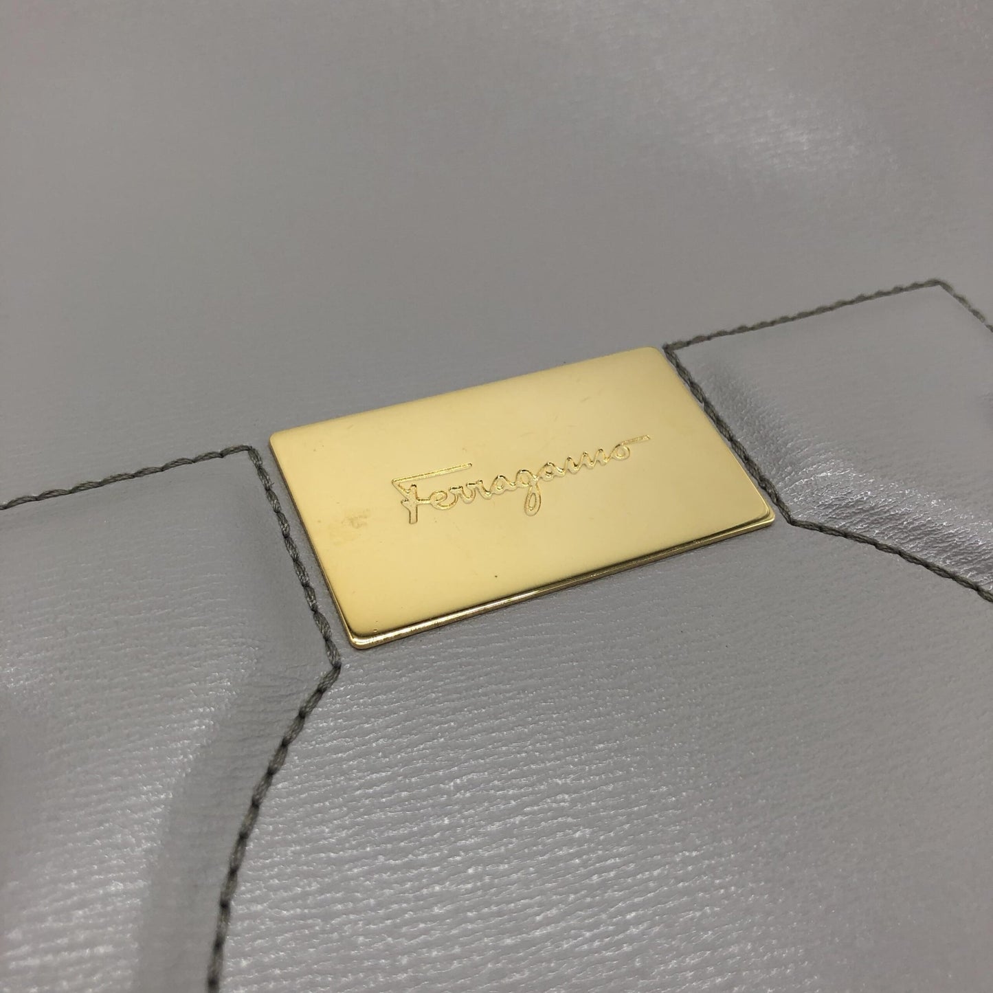 Salvatore Ferragamo Gancio City Light Grey Leather Tote Bag