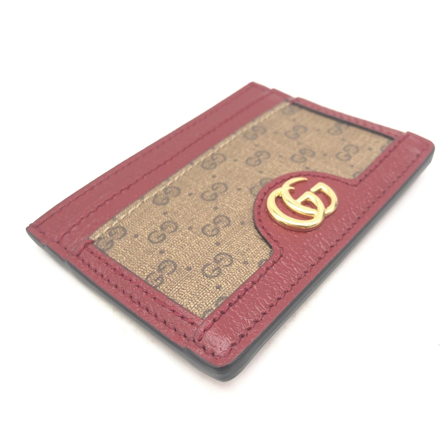 Gucci GG Supreme Card Case In Burgundy
