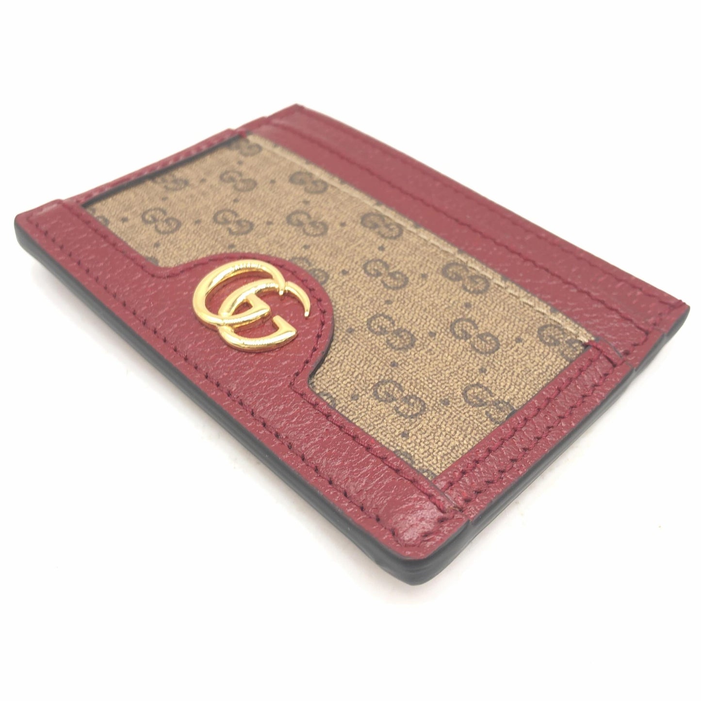 Gucci GG Supreme Card Case In Burgundy