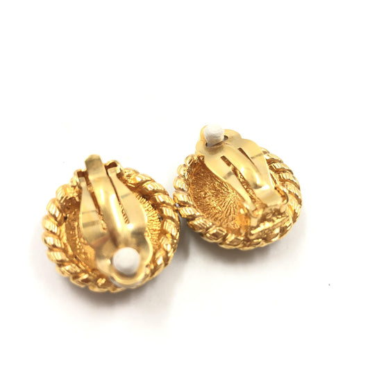 Chanel Gold Plated CC Clip On Earrings