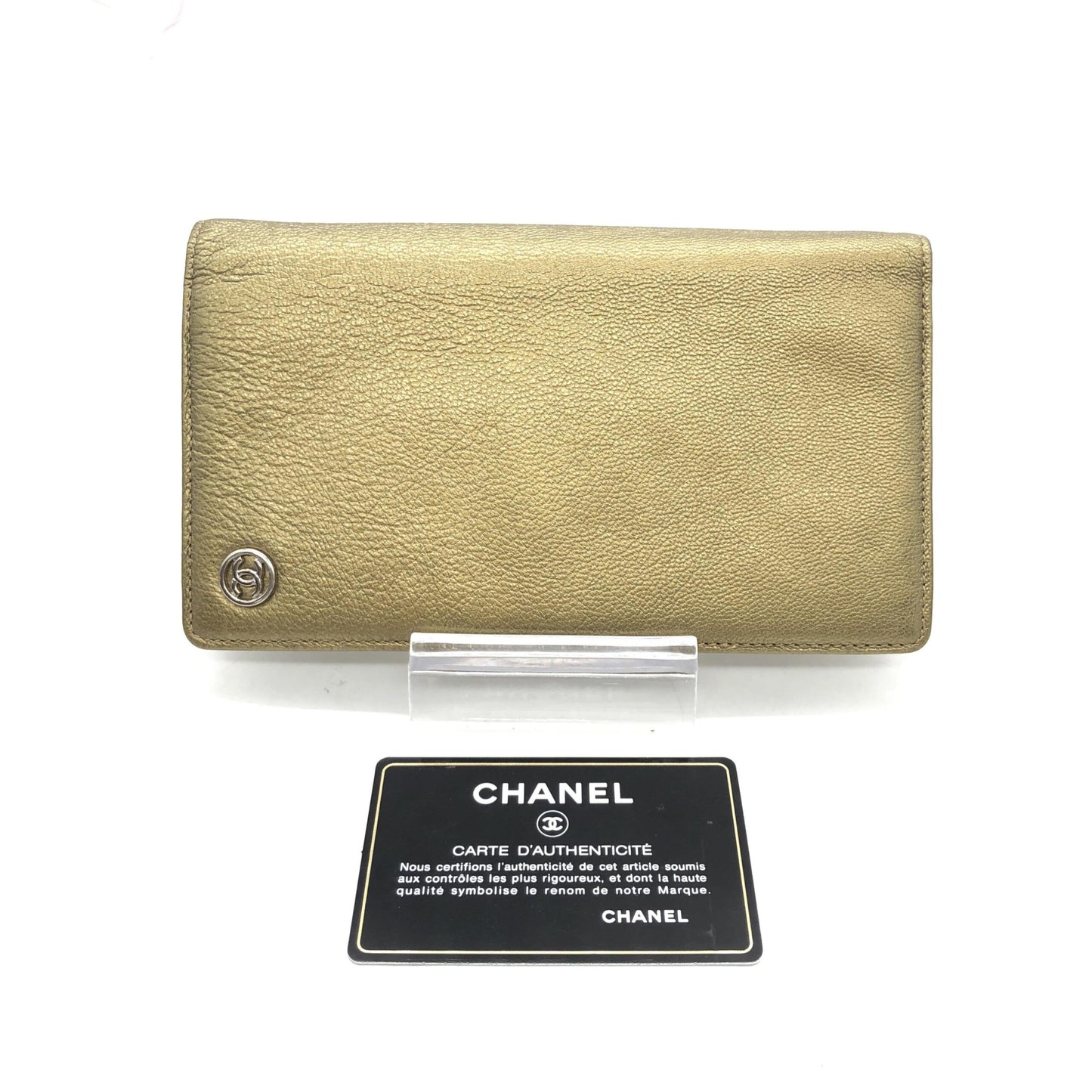 Chanel Gold Tone Caviar Leather Bifold Wallet