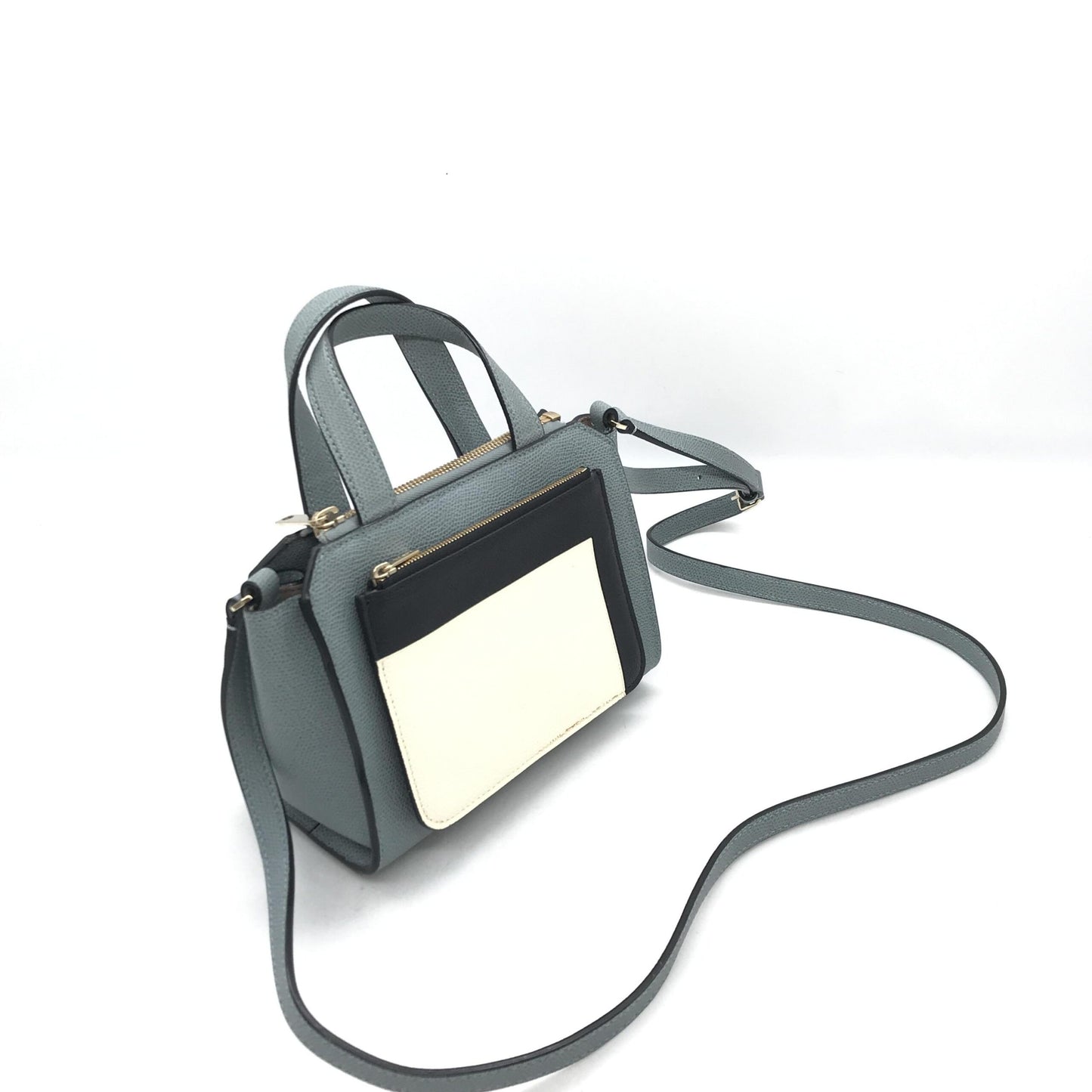 Valextra Leather Tote Bag In Gray