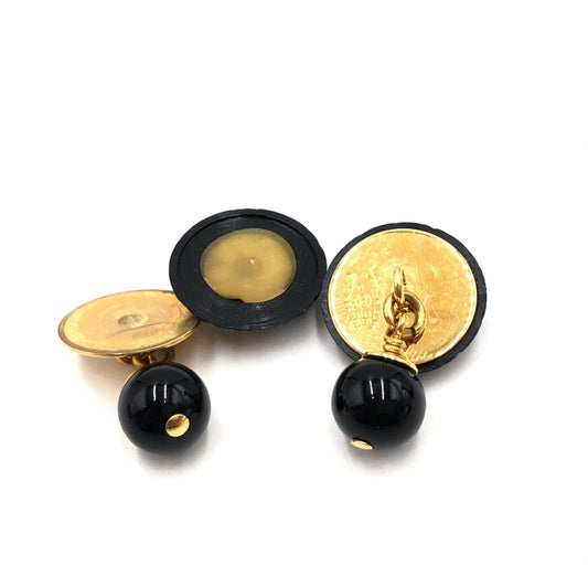 Chanel Matelasse Coco Mark Black Plastic Cufflinks