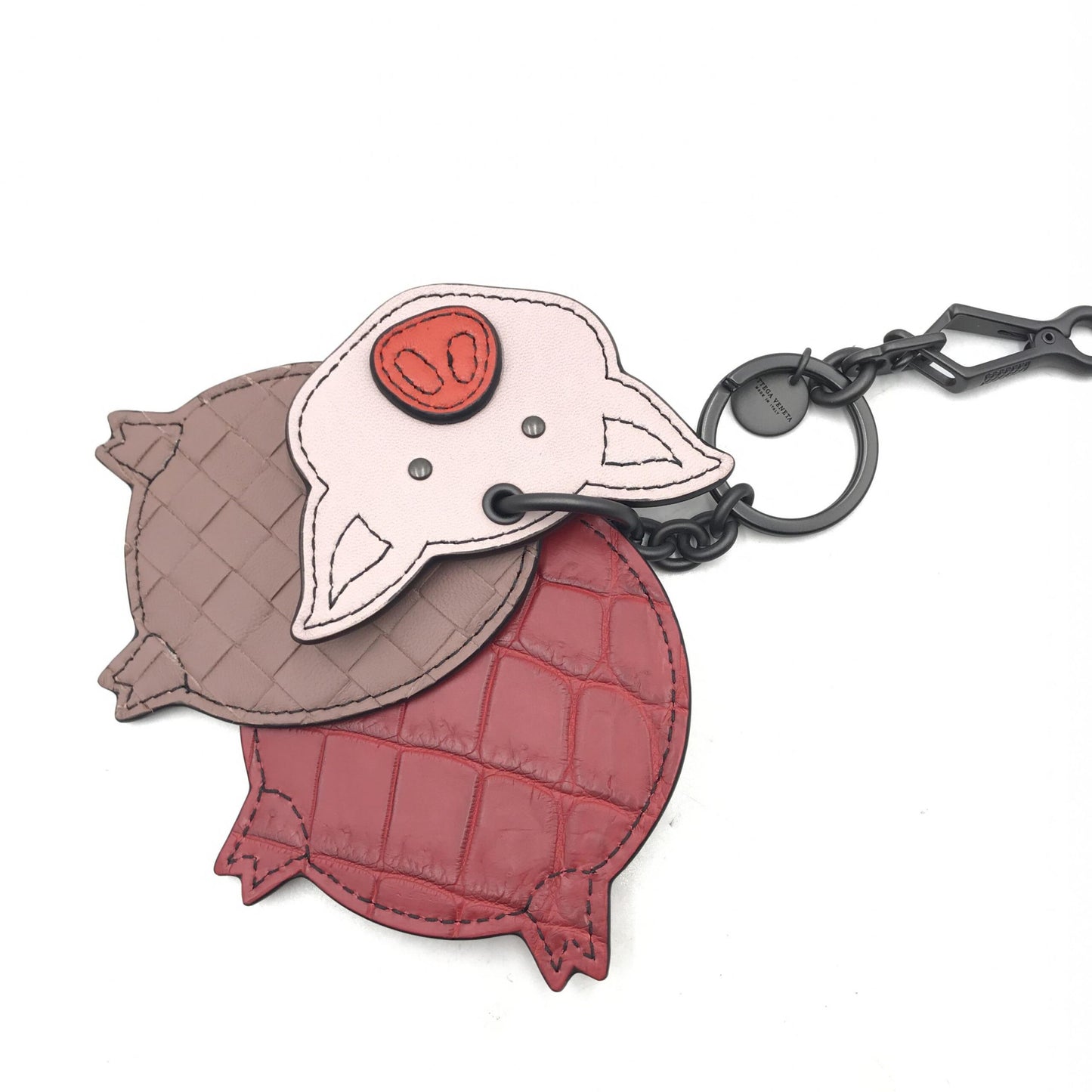Bottega Veneta Pig Leather Keychain With Charm Design