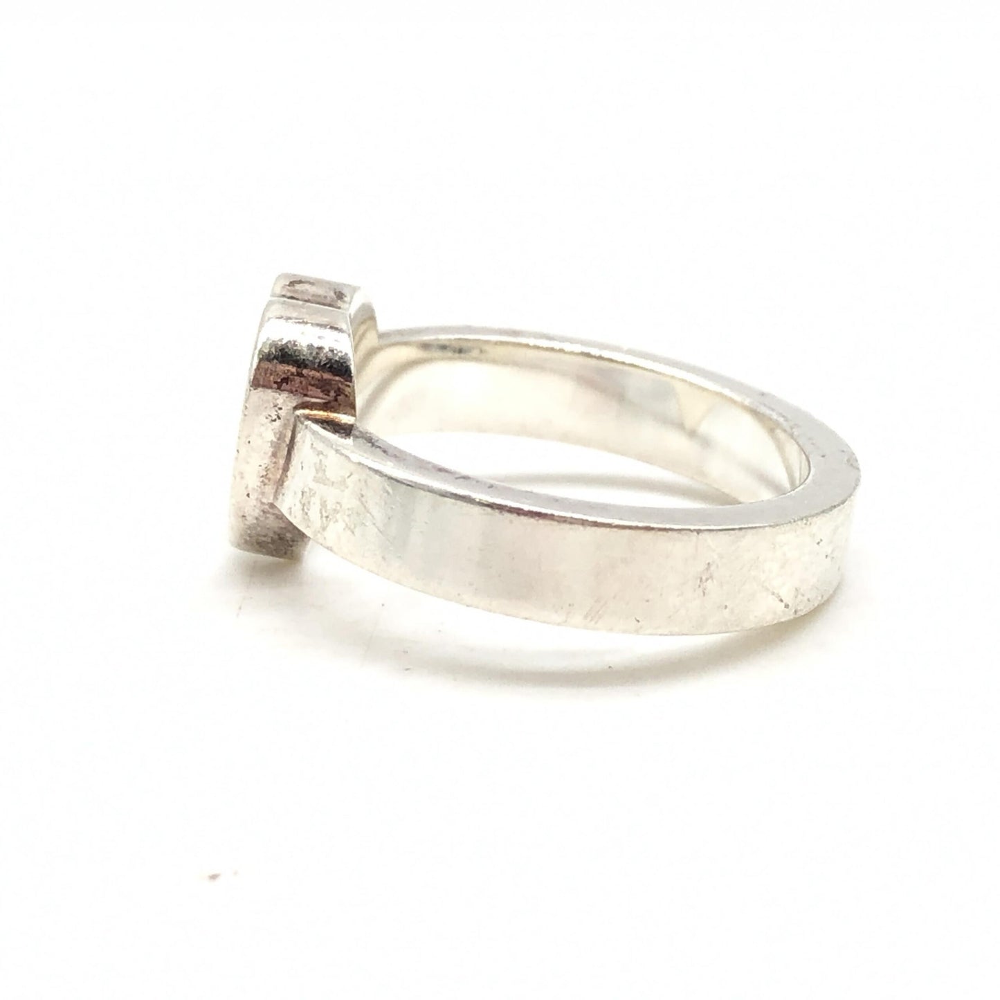 Gucci Sterling Silver Heart Trademark Ring, US Size 5.5