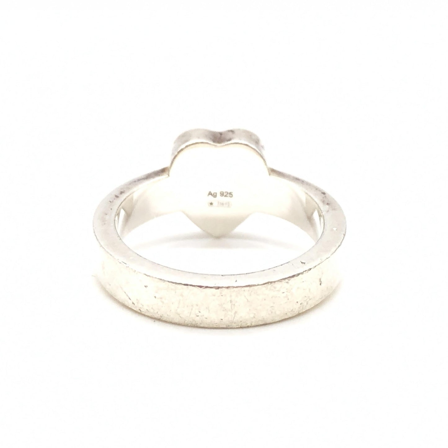 Gucci Sterling Silver Heart Trademark Ring, US Size 5.5