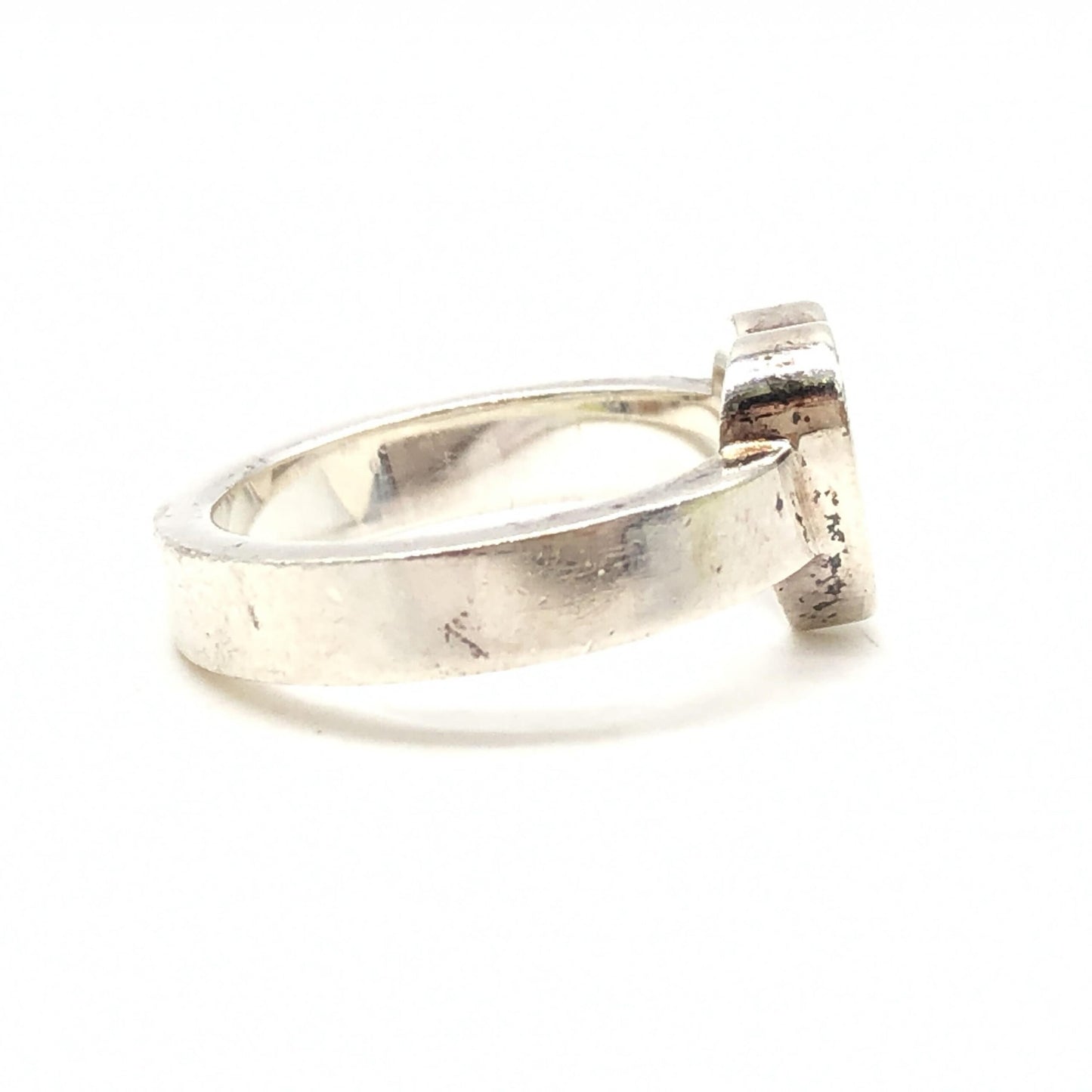 Gucci Sterling Silver Heart Trademark Ring, US Size 5.5