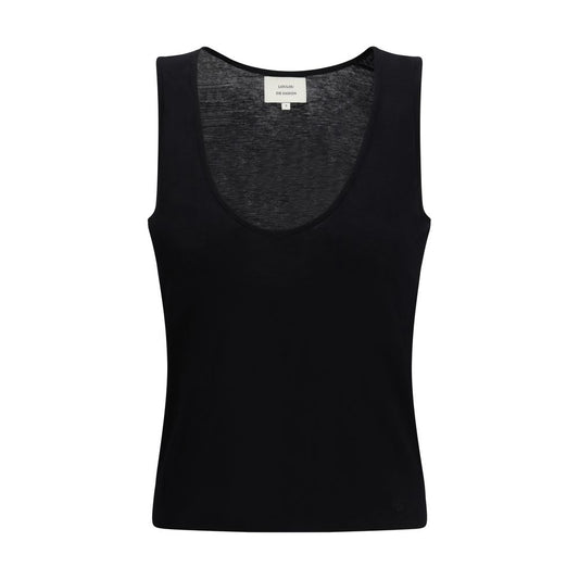 Loulou De Saison Black Cotton Sleeveles T-Shirt
