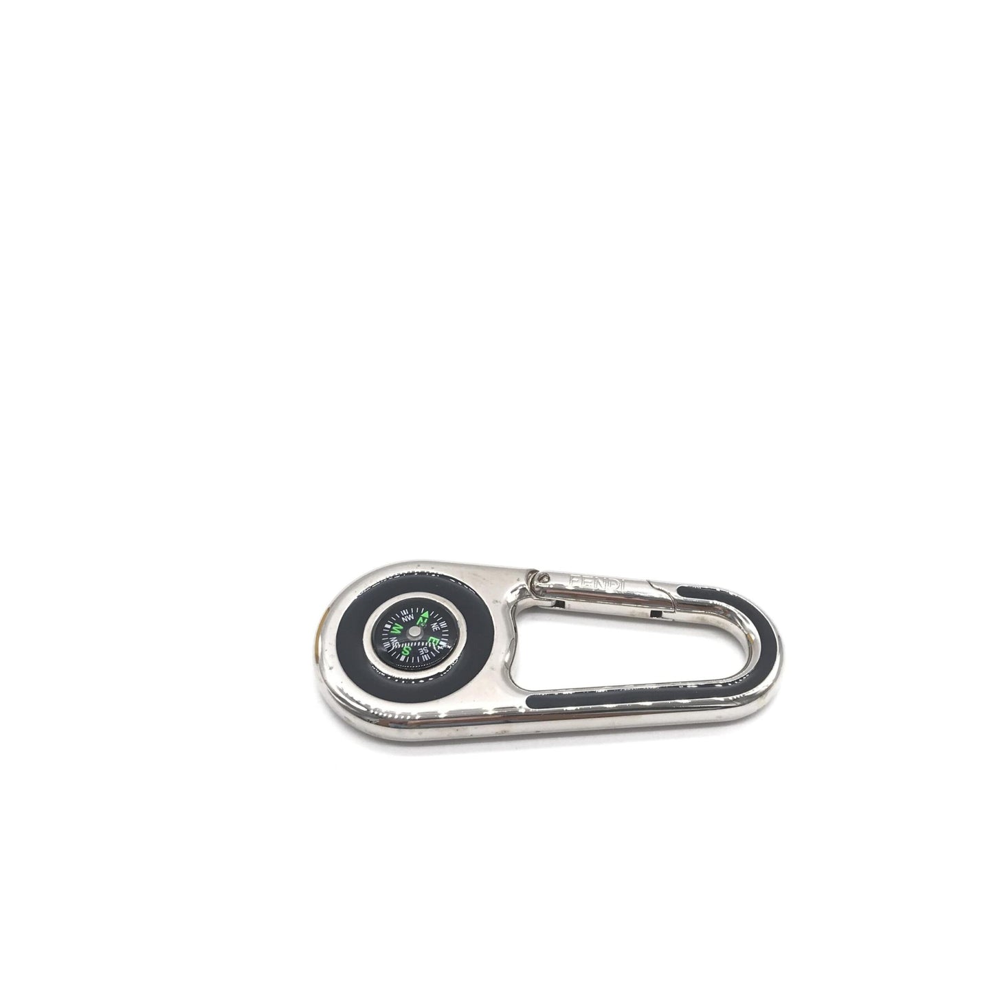 Fendi Silver Metal Compass Charm Keychain