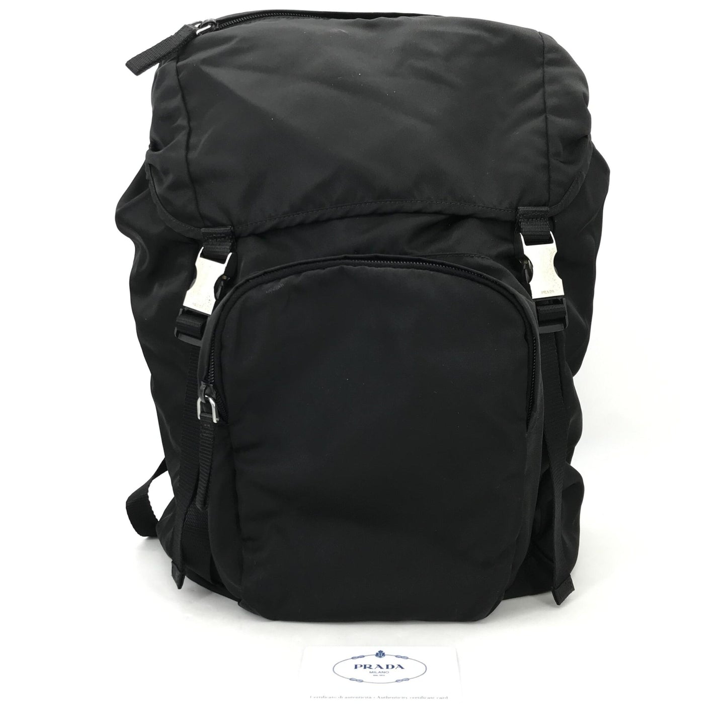 Prada Black Nylon Backpack With Adjustable Straps
