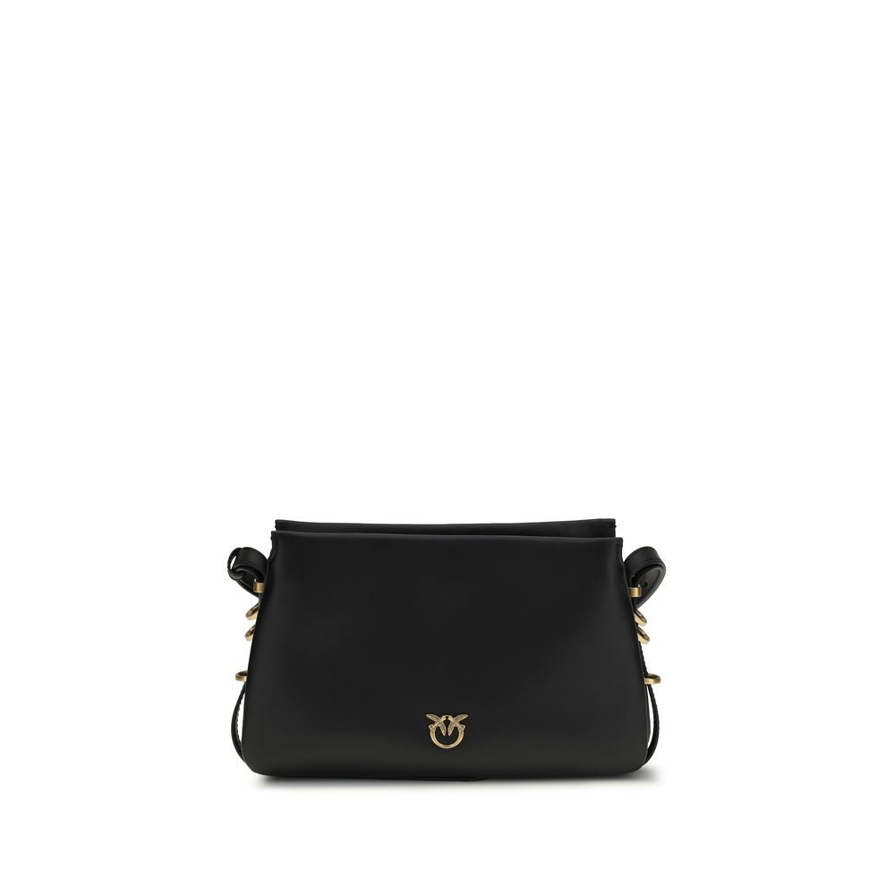 PINKO Black Calf Leather Bos Taurus Shoulder Bag