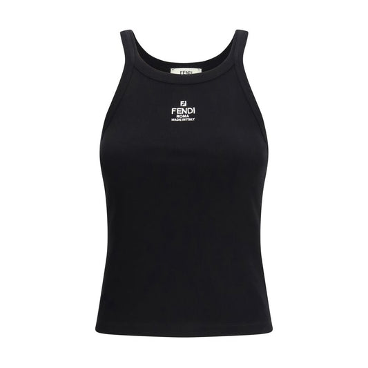 Fendi Black Cotton Sleeveles T-Shirt