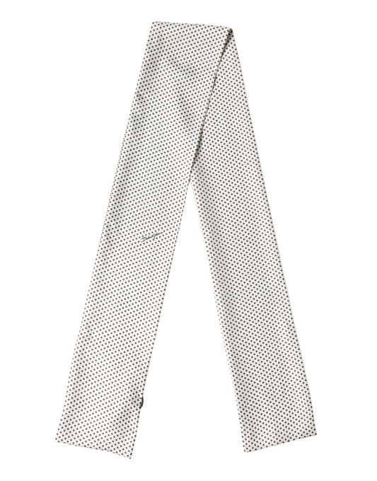Dolce & Gabbana White Brown Polka Dot Silk Bandeau Neck Wrap 151cm x 13cm  Scarf