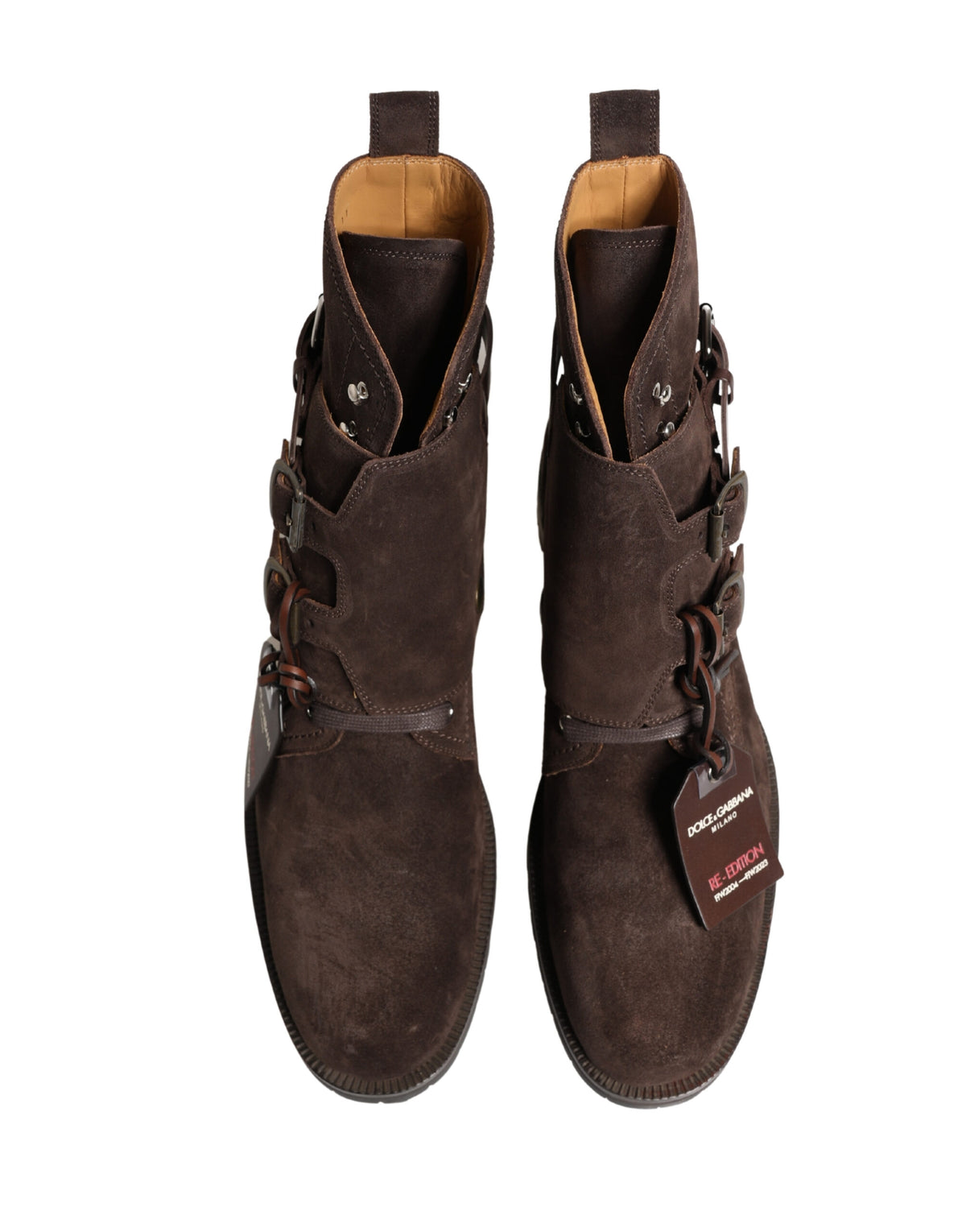 Dolce & Gabbana Brown Suede Leather Buckle Ankle Boots Shoes