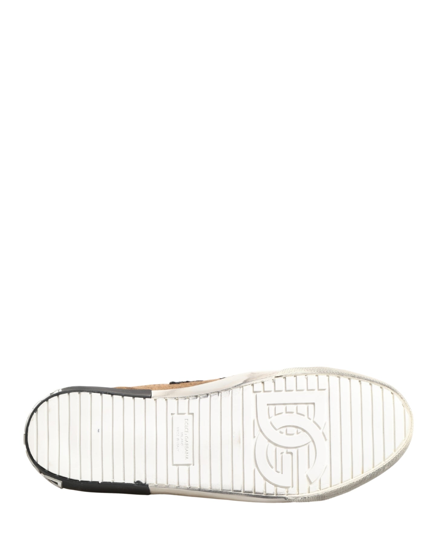 Dolce & Gabbana Brown Black Patch Denim Low Top Sneakers Shoes