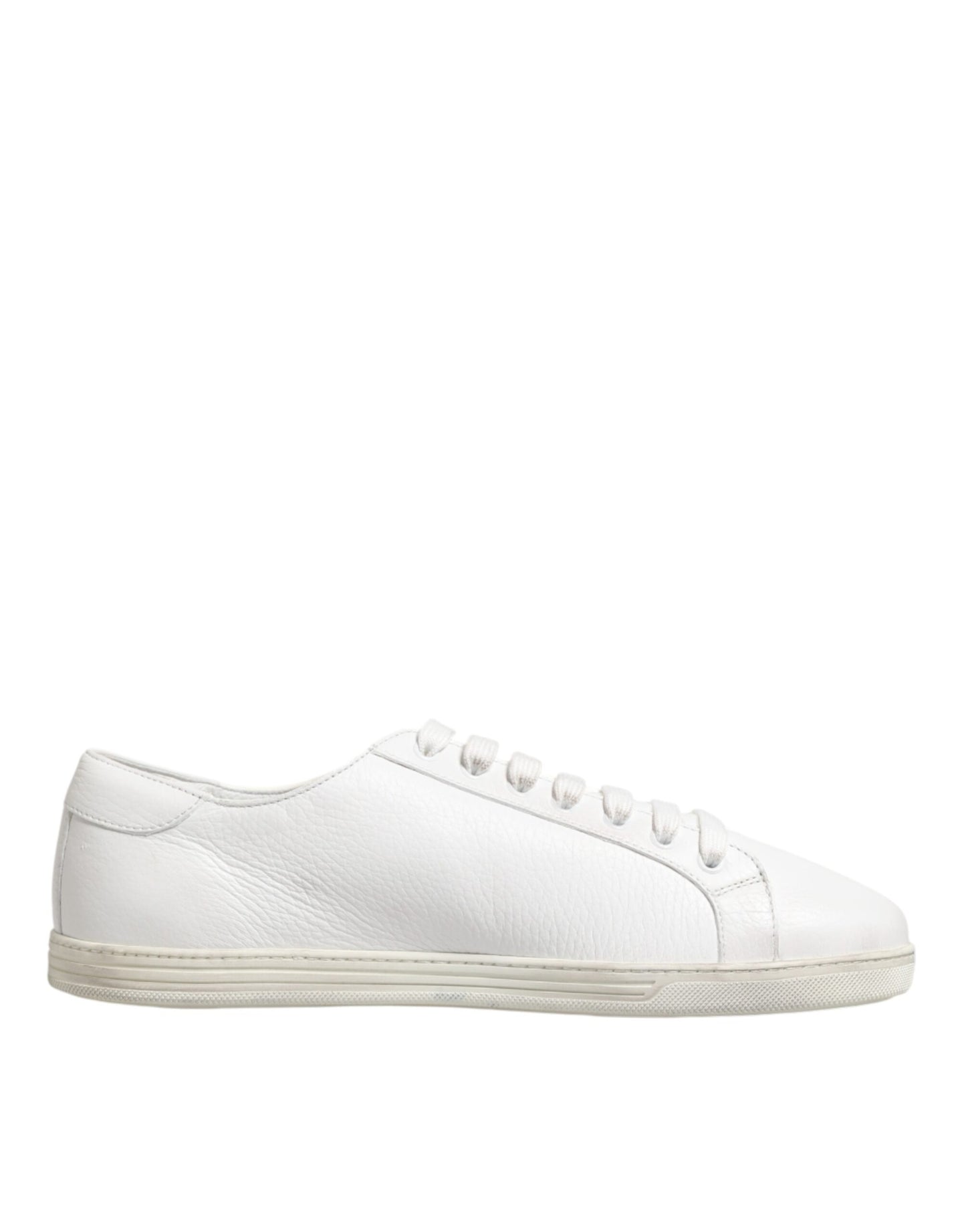 Dolce & Gabbana White Bianco Leather Men Low Top Sneakers Shoes