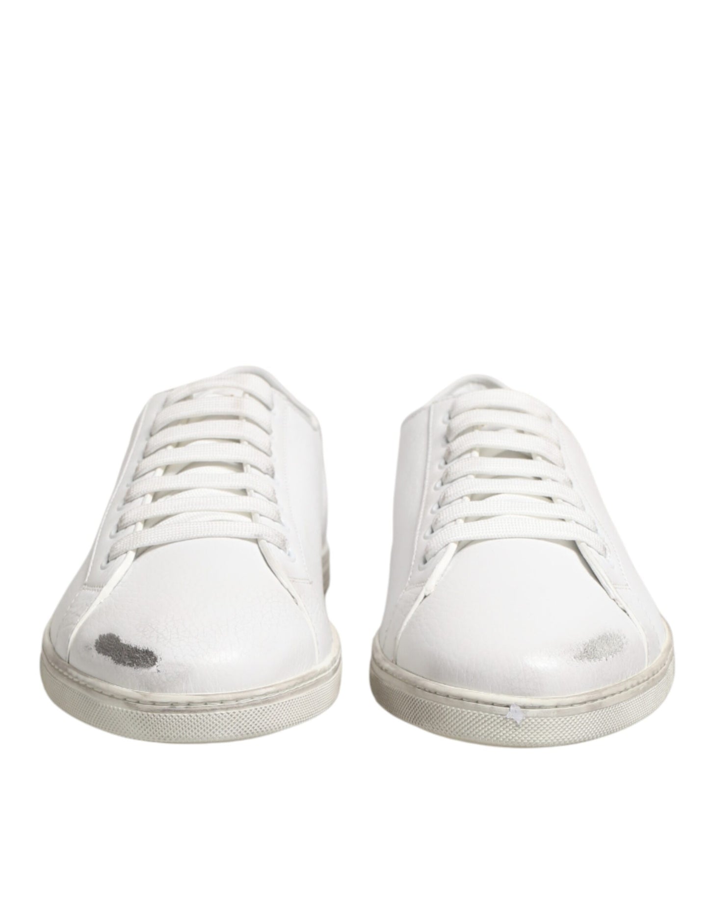 Dolce & Gabbana White Bianco Leather Men Low Top Sneakers Shoes