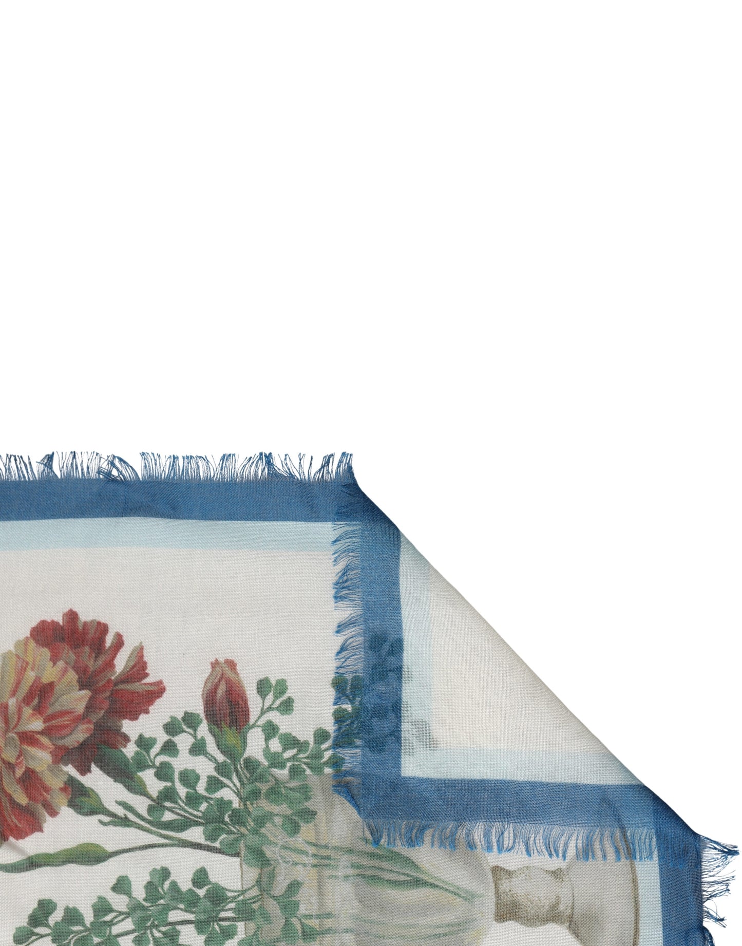 Dolce & Gabbana White Flower Vase Cashmere Stole Wrap 132cm x 128cm Scarf