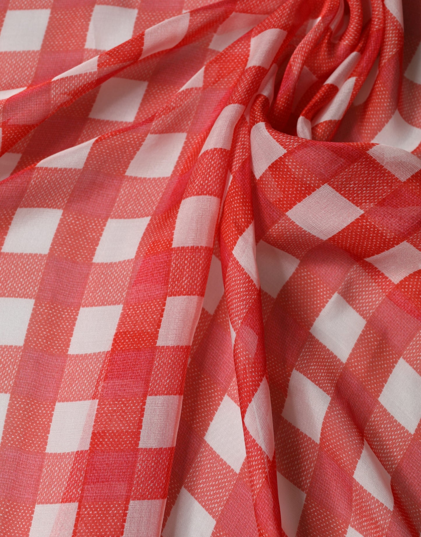 Dolce & Gabbana White Red Check Silk Wrap Foulard 118cm x 118cm Scarf